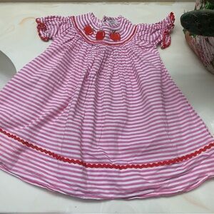 Lil Cactus Pink & White Smocked Infant Dress